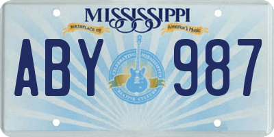 MS license plate ABY987