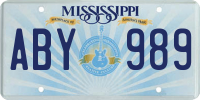 MS license plate ABY989