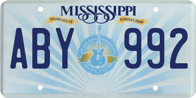 MS license plate ABY992