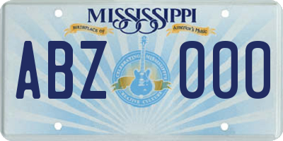 MS license plate ABZ000