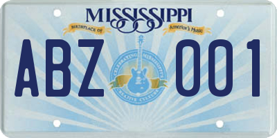 MS license plate ABZ001