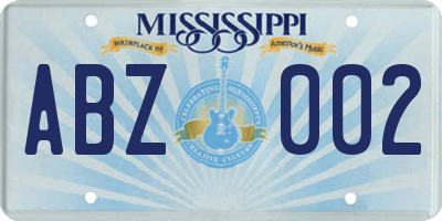 MS license plate ABZ002