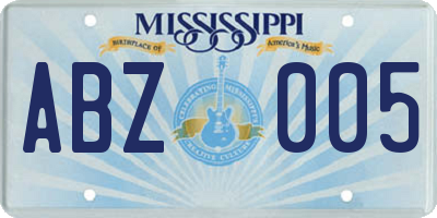 MS license plate ABZ005