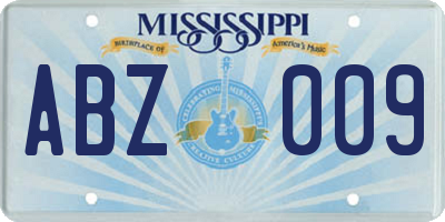 MS license plate ABZ009