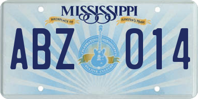 MS license plate ABZ014