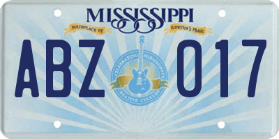 MS license plate ABZ017