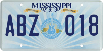 MS license plate ABZ018