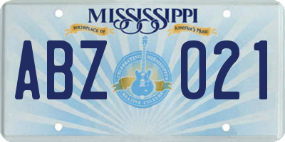 MS license plate ABZ021