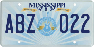 MS license plate ABZ022