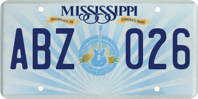 MS license plate ABZ026