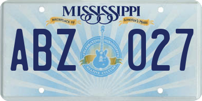 MS license plate ABZ027
