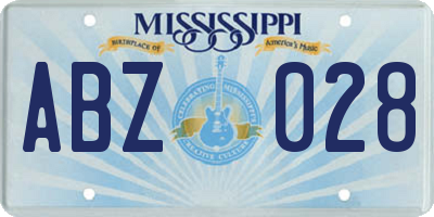 MS license plate ABZ028