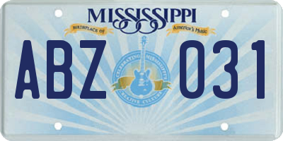 MS license plate ABZ031