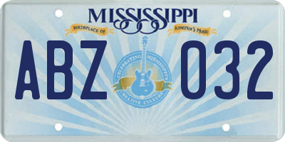 MS license plate ABZ032