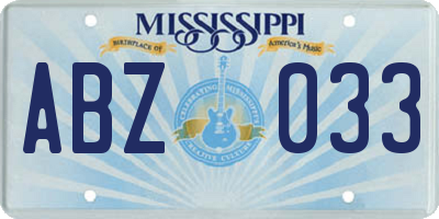 MS license plate ABZ033