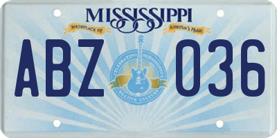 MS license plate ABZ036