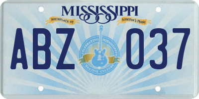 MS license plate ABZ037