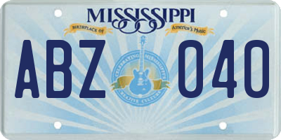 MS license plate ABZ040
