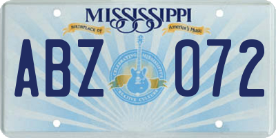 MS license plate ABZ072