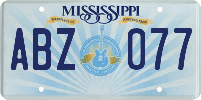 MS license plate ABZ077
