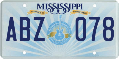 MS license plate ABZ078