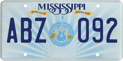 MS license plate ABZ092
