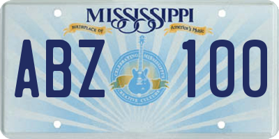 MS license plate ABZ100