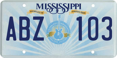 MS license plate ABZ103