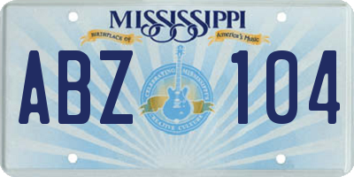 MS license plate ABZ104
