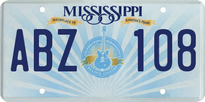MS license plate ABZ108