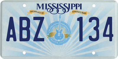 MS license plate ABZ134