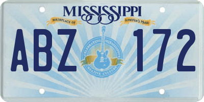 MS license plate ABZ172