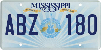 MS license plate ABZ180