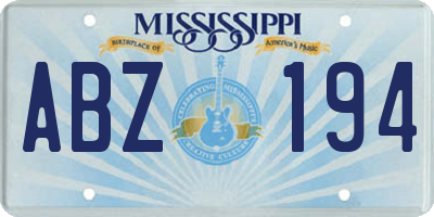 MS license plate ABZ194