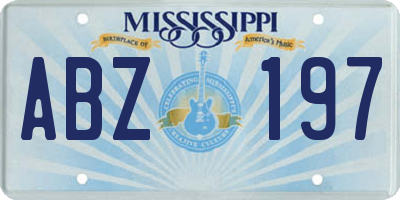 MS license plate ABZ197