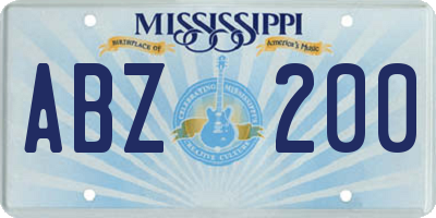 MS license plate ABZ200