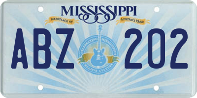 MS license plate ABZ202