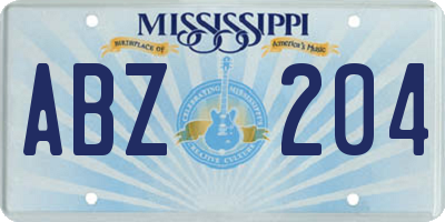 MS license plate ABZ204