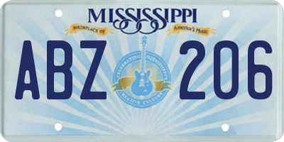 MS license plate ABZ206