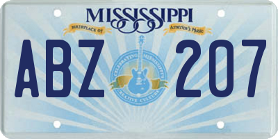 MS license plate ABZ207