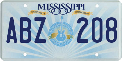 MS license plate ABZ208