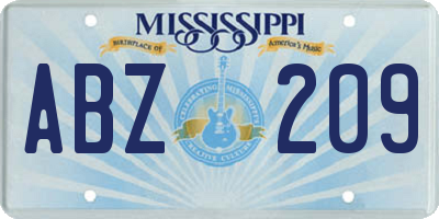 MS license plate ABZ209