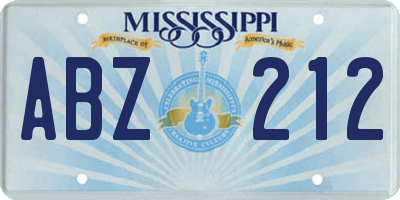 MS license plate ABZ212