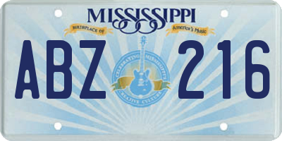 MS license plate ABZ216