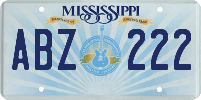 MS license plate ABZ222