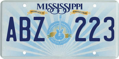 MS license plate ABZ223