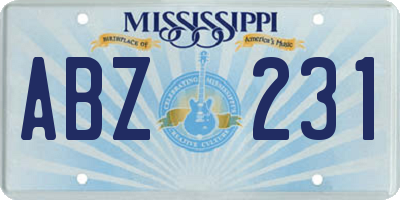 MS license plate ABZ231