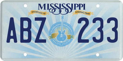 MS license plate ABZ233