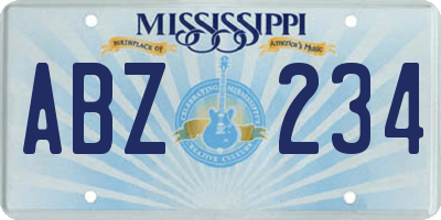 MS license plate ABZ234