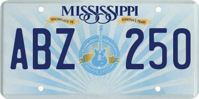 MS license plate ABZ250